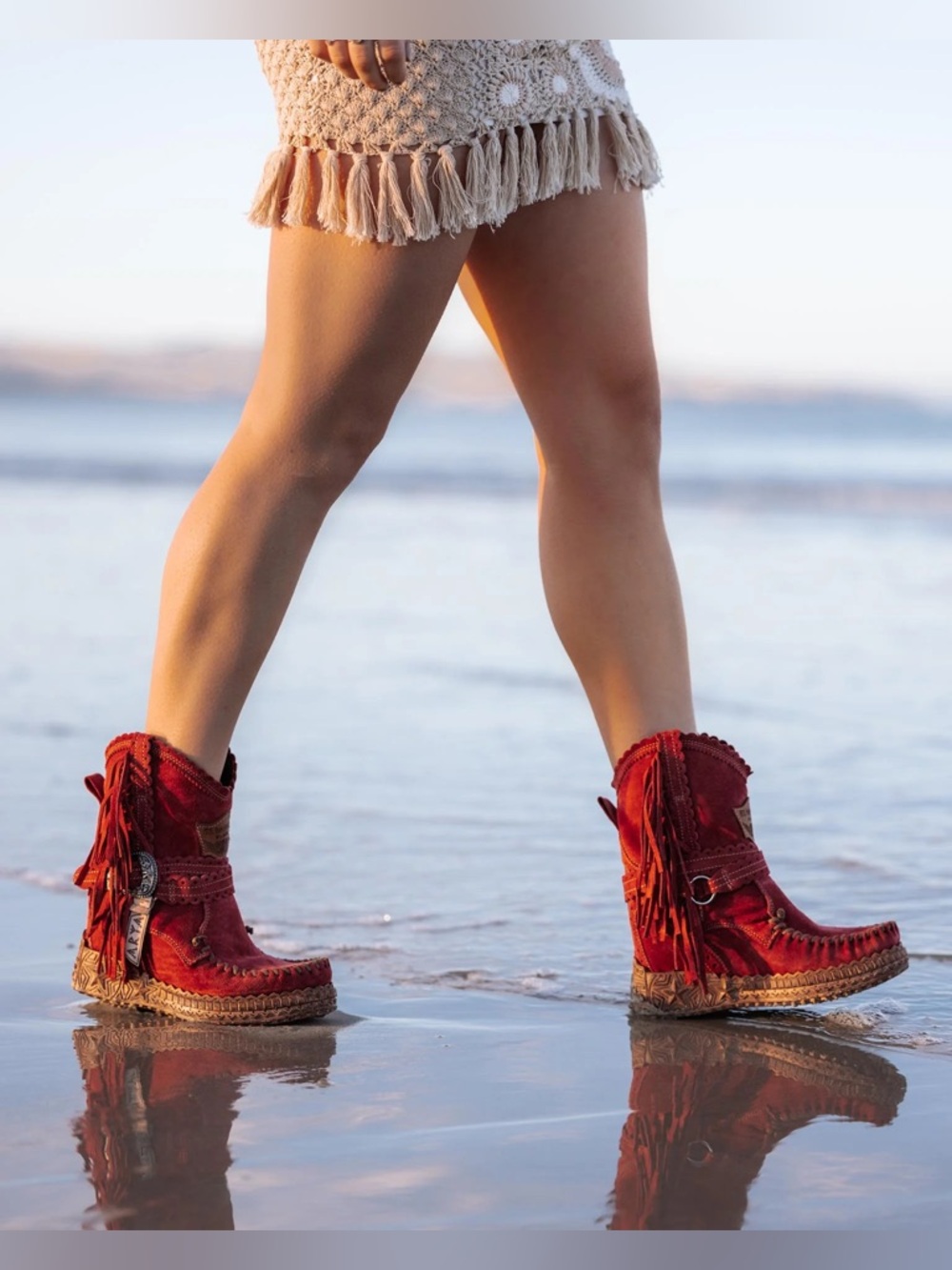 Free People El Vaquero Wedge Moccasin Boots Arya‎ Silverstone Burgundy Red Sz 11